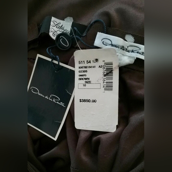 SALE🔖*$3850 NEW W. TAG OSCAR DE LA RENTA SILK LONG BROWN RUNWAY GOWN US 10 - Picture 12 of 13